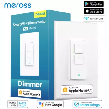 Meross WiFi умный регулятор яркости, однополюсный WiFi выключатель света для диммируемой светодиодной работы с HomeKit Alexa Google Home SmartThings