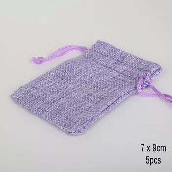 Мешочки для украшений NiceBeads, 5 штук, светло-фиолетовые, хлопок и лен