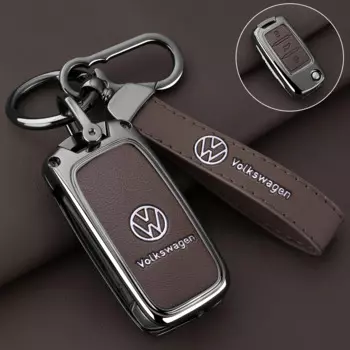 Металлический кожаный чехол для ключей от автомобиля, брелок для VW Volkswagen Polo Tiguan Passat Golf Jetta Lavida Skoda Octavia, аксессуары