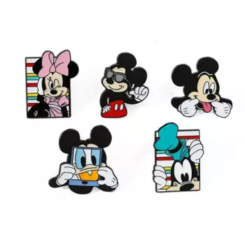 Металлическая брошь MINISO с Микки и Минни