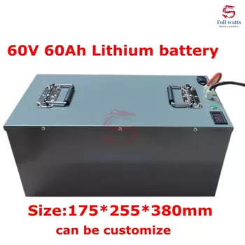 Металлическая фотобатарея 62,9 в 60 в 60 Ач литий-ионная батарея высокой мощности BMS 50A для RV EV электродвигателя велосипеда 3000 Вт + зарядное устройство 10 А