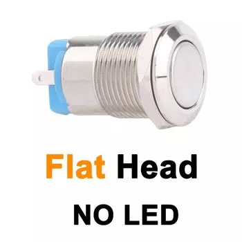 Металлическая кнопка 12 мм, водонепроницаемая, никелированная, латунная кнопка, переключатель с защелкой/самоблокировкой/фиксацией высокой/плоской головкой, без светодиода