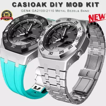 Металлическая рамка для CasiOak Mod Kit GEN4 GA2100, модификация Casio 3-го поколения, резиновый ремешок для часов, стальной ремешок GA 2100/2110