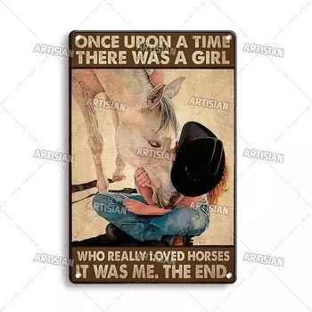 Металлическая табличка Artisian Country Girl Лошадь