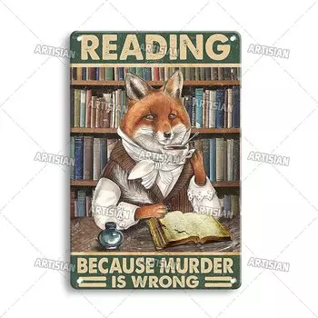 Металлическая табличка ARTISIAN Девушка любит книги