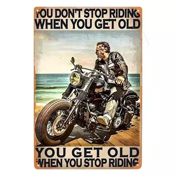 Металлическая табличка Denim Meow Keep Riding