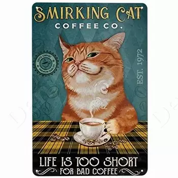 Металлическая табличка Denim Meow Кошка в смокинге