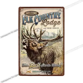 Металлическая табличка hohappyme с изображением собак и оленя 20x30 см