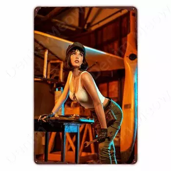 Металлическая вывеска Denim Meow