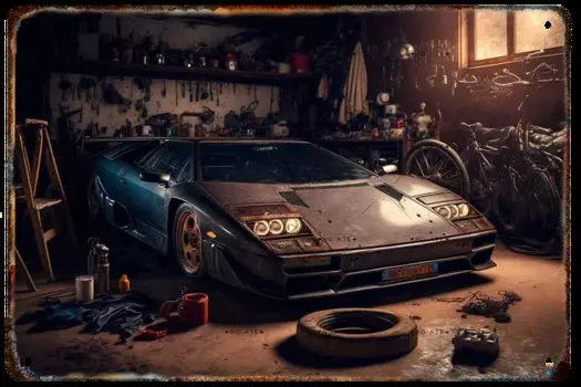 Металлическая вывеска старого автомобиля пикапа