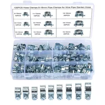 Металлические хомуты для труб 60/135 шт., 7-18 мм