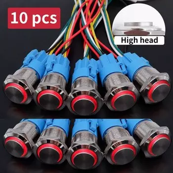 Металлические кнопочные переключатели PRONCH 10 шт. 12В 16/19/22 мм