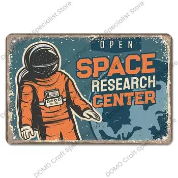 Металлические постеры CQDM DECOR: Ракета, Луноход, Космическая станция