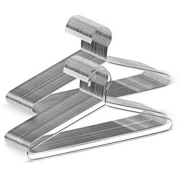Металлические вешалки KEETDY, 50 упаковок, вешалки для пальто, сверхпрочная вешалка для одежды из нержавеющей стали для шкафа, одежды, рубашки, костюма, брюк, 16,4 в