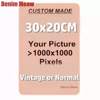 Металлические вывески Denim Meow 20x30 см/15x30 см/30x30 см