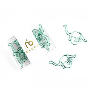 Металлические закладки-динозавры, зелёный, розовое золото, набор из 12 штук