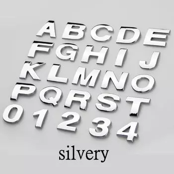Металлический Алфавит 3D, серебряный значок, хромированные серебряные буквы, цифры, украшение для Lada Kalina Granta Priora Niva