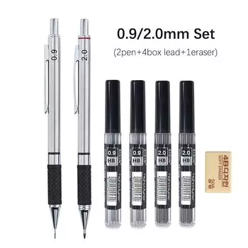 0,3 0,5 0,7 0,9 2,0 мм металлический автоматический карандаш с защитной крышкой HB свинцовый сердечник для рисования, рисования, письма, канцелярские принадлежности