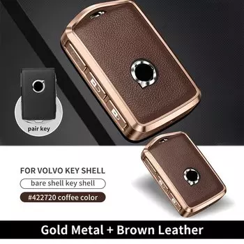 Металлический кожаный чехол для дистанционного ключа автомобиля, чехол для Volvo XC60 XC40 XC90 S90 V60 S60 V90 2010-2022, держатель, защитный брелок, брелок