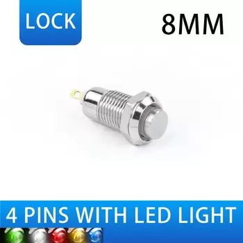 Металлический кнопочный переключатель 8/10 мм со стандартным мини пыленепроницаемым самосбросом, блокировка, круговой микро-старт, четыре сварных контакта