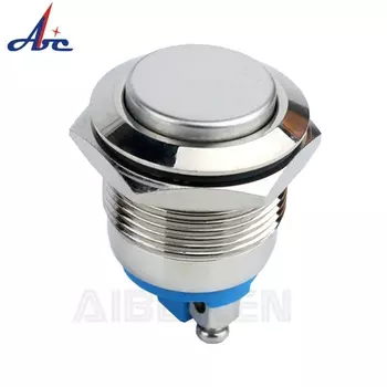 Низкая цена, металлический кнопочный переключатель ABILKEEN с высокой круглой головкой 19 мм, 1NO, мгновенный кнопочный переключатель с 2-контактным винтовым наконечником