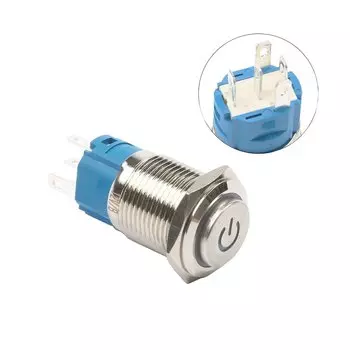 Металлический кнопочный переключатель DIANQI 16 мм черного цвета 5В 12В