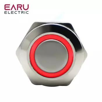 Металлический кнопочный переключатель EARUELECTRIC 12 мм с подсветкой 5В