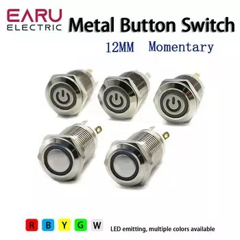 Металлический кнопочный переключатель EARUELETRIC 12 мм 3-6/12-24/220 В