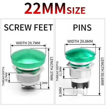 Металлический кнопочный переключатель HUSA 16-22 мм