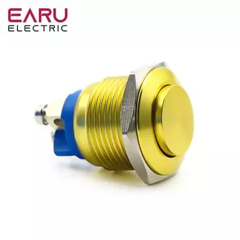 Металлический кнопочный переключатель, мгновенный самосброс, 16 мм, 1 без винтовой ножки, с высокой головкой, Полная кнопка окисления, красный желтый синий зеленый черный