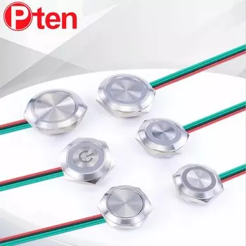 Водонепроницаемый металлический кнопочный переключатель Pten 16/19/22/25/30 мм