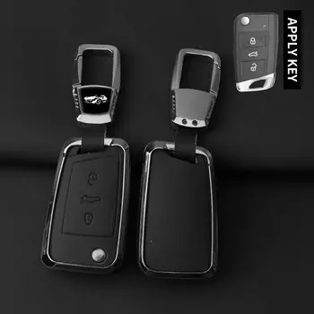 Металлический кожаный чехол для автомобильного ключа, чехол для VW Volkswagen Golf 7 MK7 Tiguan MK2 для SEAT Ateca Leon FR 2 Ibiza для Skoda Octavia