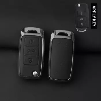 Металлический кожаный чехол для ключей автомобиля для VW Volkswagen Polo Tiguan Passat B5 B6 B7 Golf 4 5 6 MK6 Jetta Lavida Skoda Octavia Seat