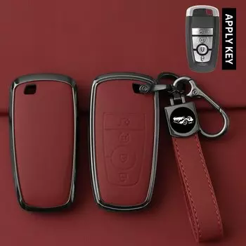 Металлический кожаный чехол для ключей от автомобиля для Ford Explorer Mustang Fusion Escape F150 F250 F350 F450 F550 Raptor Защитный брелок-брелок