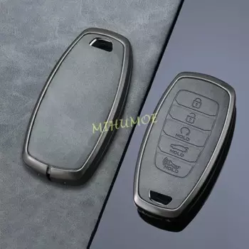 Металлический кожаный смарт-брелок для ключей от автомобиля, чехол-брелок для ключей, кольцо для Hyundai Elantra i30 Venue Palisade Accent Santa Fe Veloster Kona