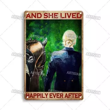 Металлический плакат ARTISIAN "Девушка и лошадь"