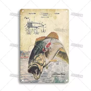 Металлический плакат для рыбалки ARTISIAN