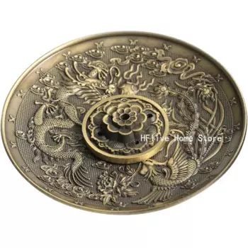 Металлический поднос для благовоний MOONBIFFY с драконом и фениксом