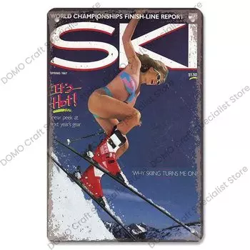 Металлический постер катание на лыжах CQDM DECOR 20x30 см