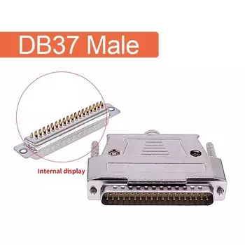 Металлический разъем DB37, разъем D Sub, позолоченный латунный контактор, 37-контактный разъем с отверстием, гнездовой адаптер, 2-рядный