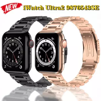 Металлический ремешок для Apple Watch Band Series Ultra 9 8 7 45 мм 41 мм, деловой браслет из нержавеющей стали для IWatch 6 5 4 3 SE 44 мм 42 мм 40 мм