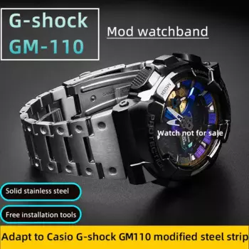 Металлический ремешок GM110 для Casio G-shock, ремешок из нержавеющей стали 16 мм, Мужская Модифицированная качественная стальная цепь gm110, золотой, черный, серебристый