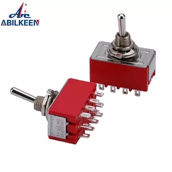 Монтажный размер 6 мм MTS-402 MTS-403 Металлический тумблер 4PDT ВКЛ-ВКЛ/ВКЛ-ВЫКЛ-ВКЛ 2/3-позиционный переключатель Rokcer с 12-контактной клеммой