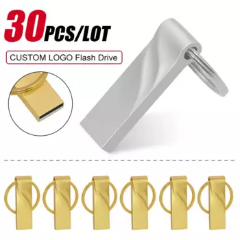 Металлический USB флеш-накопитель, 128 ГБ, 64 ГБ, 32 ГБ, 16 ГБ, 30 шт.