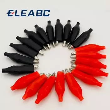 Металлический зажим типа крокодил G98 20 шт./лот 45 мм, Электрический зажим типа крокодил для тестирования зонда, черного и красного цвета с пластиковой загрузкой