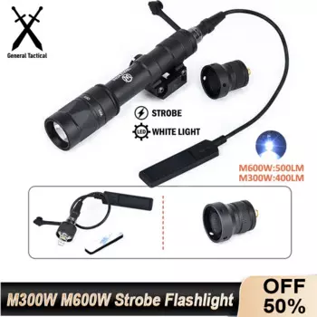Металлическое M600W искусственное оружие, стробоскоп, стробоскоп, фонарик, белый свет, Охотничья винтовка, брикет Пикатинни 20 мм