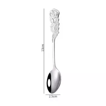 MEXQCH Чайная ложка из нержавеющей стали с ручкой в виде розы