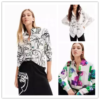 Международная торговля оригинальная одинарная Spain23 Новая модная рубашка с длинным рукавом и принтом для девочек
