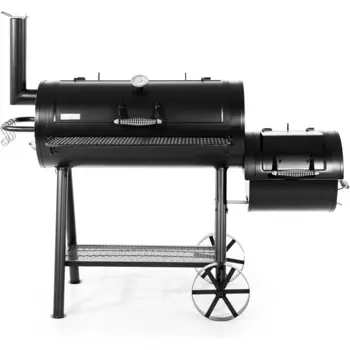 MFSTUDIO Heavy Duty X-Большой угольный гриль с офсетным Smoker 942 Sq.in. Место для готовки, кемпинг на открытом воздухе, семейная встреча друзей