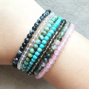 MG0098 Новый женский мини ювелирный набор из драгоценных камней 4 мм индийский агат розовый кварц Африканский Бирюзовый Браслет Чакра